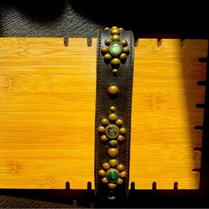 Hand made custom studded dog collar with semi precious stones